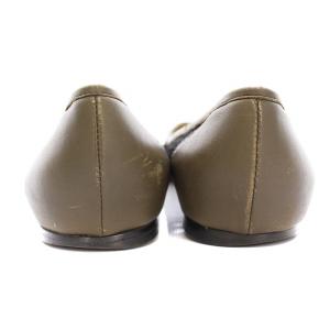 JIMMY CHOO ナッパメッシュ ヘッティ ポインテッドフラットシューズ パンプス メッシュ レザー 37 カーキ 黒 ブラック