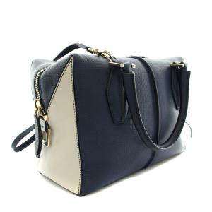 TOD'S ハンドバッグ 2way レザー Dスタイリング ネイビー グレー