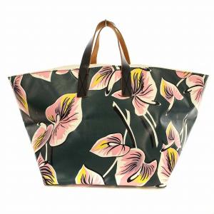 MARNI FLOWER CAFE カフェバッグ 花柄 トートバッグ 舟型 PVC 緑 グリーン /G