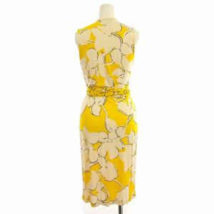DIANE von FURSTENBERG ラップワンピース ひざ丈 ノースリーブ タイト ワンピース 4 黄色 イエロー