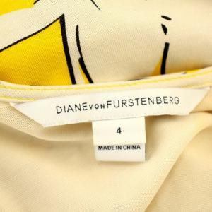 DIANE von FURSTENBERG ラップワンピース ひざ丈 ノースリーブ タイト ワンピース 4 黄色 イエロー