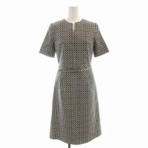 ワンピース ロング 半袖 総柄 34 紺 ネイビー 57108171