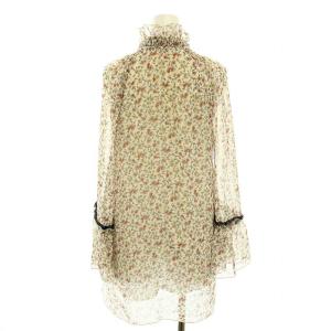 SEE BY CHLOE シャツ ブラウス キーネック 長袖 フリル 花柄 34 白 ホワイト ピンク 黄 イエロー S7HHT16