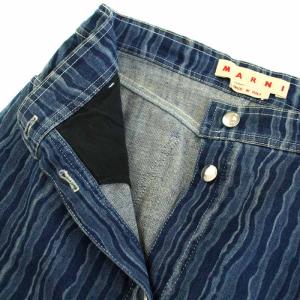 MARNI 22SS ファニーストライプデニムフレアスカート ロング フロントボタン 44 青 ブルー 紺 ネイビー