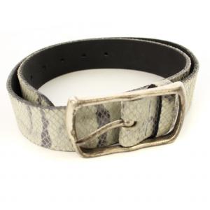 ベルト レザー パイソン柄 白