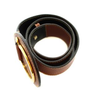 Salvatore Ferragamo ベルト ハトメ ガンチーニ レザー 70 茶 ブラウン ゴールド 23 1731 /YT OH