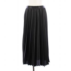 23AW レザーライクプリーツスカート ロング 38 ブラック SKWOSW0311 /KH