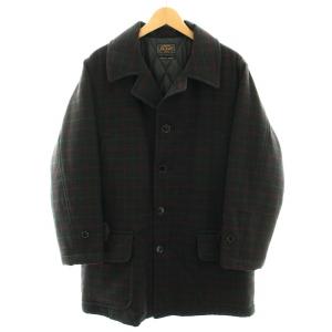メカニックメルトンハンティングコート チェスターコート アウター チェック柄 S 黒 ブラック 赤 レッド
