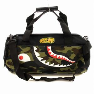 A BATHING APE 1ST CAMO SHARK SPORTS BAG M ボストンバッグ カモフラ 迷彩 2WAY ショルダー 黒 カーキ