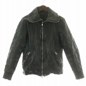 イタリアンダブルショルダー製品染め レザージャケット 2 黒
