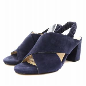 アナスタシア シティ サンダル ストラップ チャンキーヒール スエード 7 紺 ネイビー W15383
