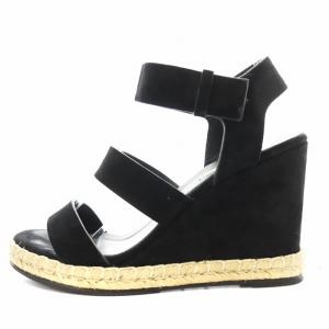 BALENCIAGA サンダル ストラップ ウェッジソール スエード 38 黒 ブラック /AN4