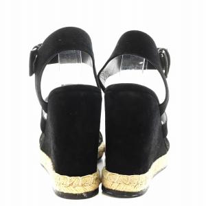 BALENCIAGA サンダル ストラップ ウェッジソール スエード 38 黒 ブラック /AN4