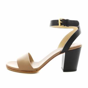 Chloe サンダル ストラップ チャンキーヒール 37.5 ベージュ 黒 ブラック CH22275 /AN8