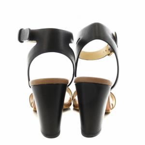 Chloe サンダル ストラップ チャンキーヒール 37.5 ベージュ 黒 ブラック CH22275 /AN8