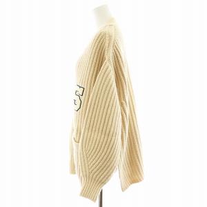 Spick&Span 22AW レターマンビッグ カーディガン ロゴ ウール ナチュラル ベージュ 22080200813030