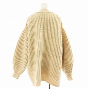 Spick&Span 22AW レターマンビッグ カーディガン ロゴ ウール ナチュラル ベージュ 22080200813030