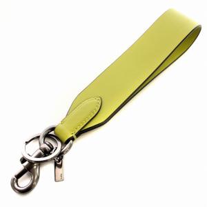 COACH キーホルダー キーリング レザー ストラップ ロゴ 黄緑 グリーン