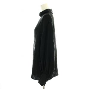 ADORE 23AW シルクデシンブラウス シャツ 長袖 スタンドカラー ストレッチ 38 黒 ブラック 531-3210954