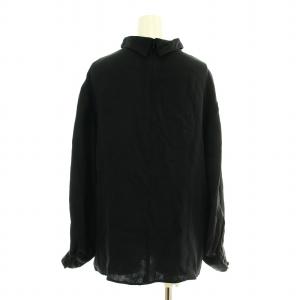 ADORE 23AW シルクデシンブラウス シャツ 長袖 スタンドカラー ストレッチ 38 黒 ブラック 531-3210954