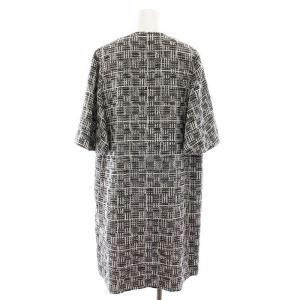 René 24年製 LINTON社生地 ノーカラーコート 36 ブラック ホワイト