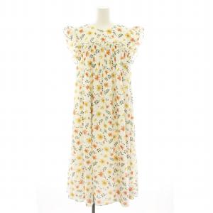 23年製 ワンピース 花柄 シフォン 34 ホワイト グリーン