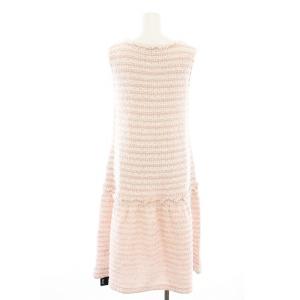 René 22年製 ワンピース ノースリーブ ツイード 34 ピンク 6212331