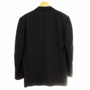 GIANNI VERSACE テーラードジャケット ブレザー ストライプ ダブル ウール 48 チャコールグレー /G