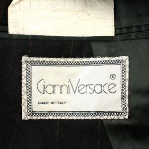 GIANNI VERSACE テーラードジャケット ブレザー ストライプ ダブル ウール 48 チャコールグレー /G