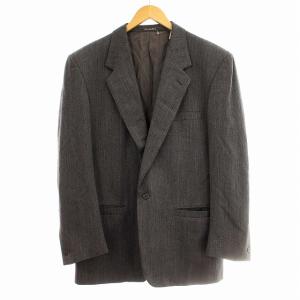 テーラードジャケット ブレザー ストライプ ウール シングル 48 グレー /G