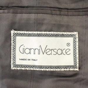 GIANNI VERSACE テーラードジャケット ブレザー ストライプ ウール シングル 48 グレー /G