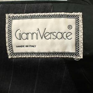 GIANNI VERSACE テーラードジャケット ブレザー ストライプ ダブル ウール 46 グレー