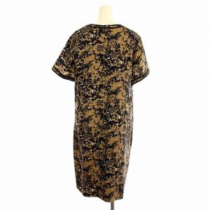 EPOCA シルク ワンピース M5J05-210-56 半袖 花柄 ひざ丈 44 黒 茶