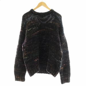 CREW NECK KNIT ニット セーター 長袖 モヘヤ混 F 黒 ブラック 22FUK01 /AN22
