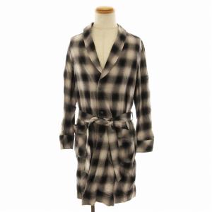 タグ付き シャツコート ロング チェック スカル刺繍 長袖 S 黒 ブラック 61A3130115 /EE