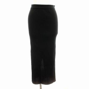 6Gインプレリブニット タイトロングスカート CH105049ER ニットスカート スリット F 黒 ブラック