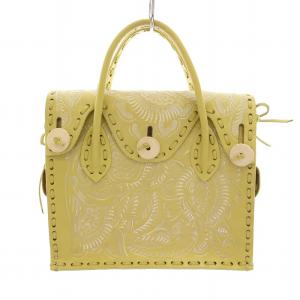 カービングトライブス Carving Tribes トートバッグ ハンドバッグ レザー 総柄 黄 イエロー