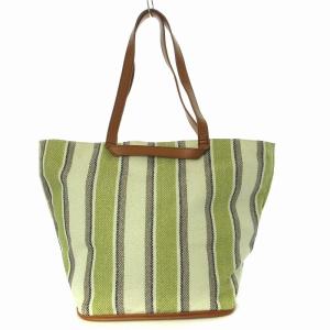 トレジャー TREASURE トートバッグ 肩掛け ストライプ柄 横型 黄緑 白 /EA