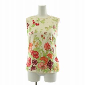 ニット カットソー ノースリーブ 花柄 絹 シルク100% マルチカラー 10312051