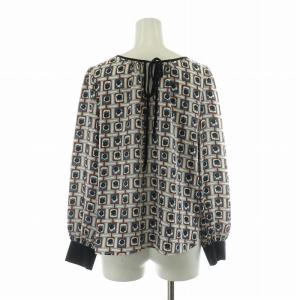 ANAYI シャツ ブラウス 長袖 柄 38 ネイビー ブラウン 101727-13-410-88-380