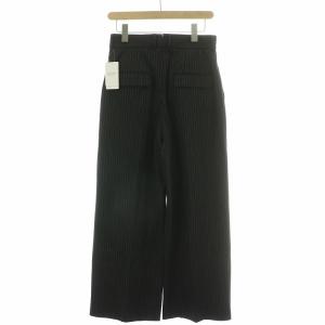 AP STUDIO 23SS ストライプハイウエストワイドパンツ タック ジップフライ 36 黒 ブラック 23030586209010