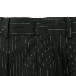 AP STUDIO 23SS ストライプハイウエストワイドパンツ タック ジップフライ 36 黒 ブラック 23030586209010