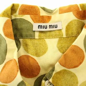 miumiu シャツ MK918S ブラウス 長袖 ドット 42 カーキ オレンジ