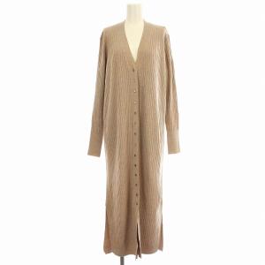 ロングカーディガン 19-080-922-8020 リブニット 長袖 F ピンクベージュ /G