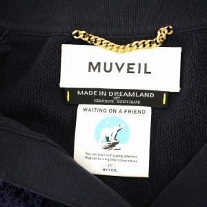 MUVEIL 半袖 ニット MA91KSW002 ポロシャツ ビジュー フクロウ 38 ネイビー 紺