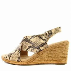 Clarks collection BY サンダル ウェッジソール パイソン柄 23.5cm ベージュ /G