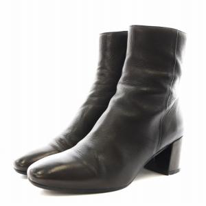 FABIO RUSCONI ショートブーツ チャンキーヒール レザー 36 黒 ブラック /AN36