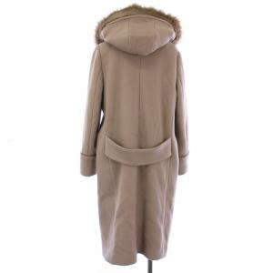 JUSGLITTY ロングコート アウター フード ファー ジップアップ ウール 2 グレージュ /BB
