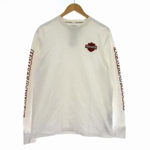 ロンT ロゴ ワッペン Tシャツ 長袖 カットソー M 白 ホワイト /G