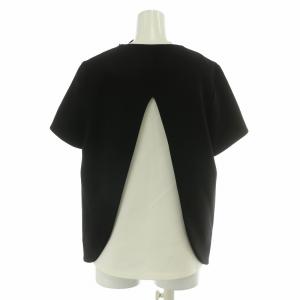 YOKO CHAN YOKOCHAN カットソー 半袖 クルーネック ストレッチ 40 黒 ブラック 白 ホワイト /BB